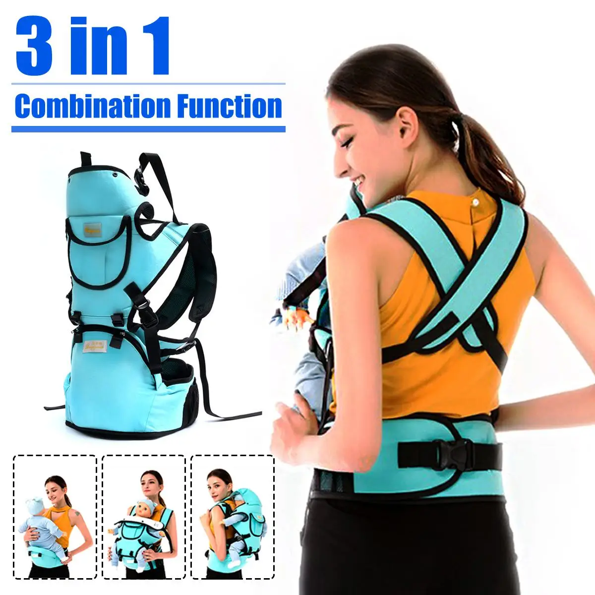 

Bioby 3 in 1 Newborn BabyMulti-functional Baby Sling Hold Waistline Belt Backpack Portable Infant Hipseat Baby Care Waist Stool