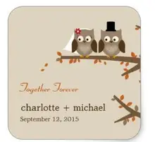 1.5inch Love Owls Fall Wedding Favor Sticker