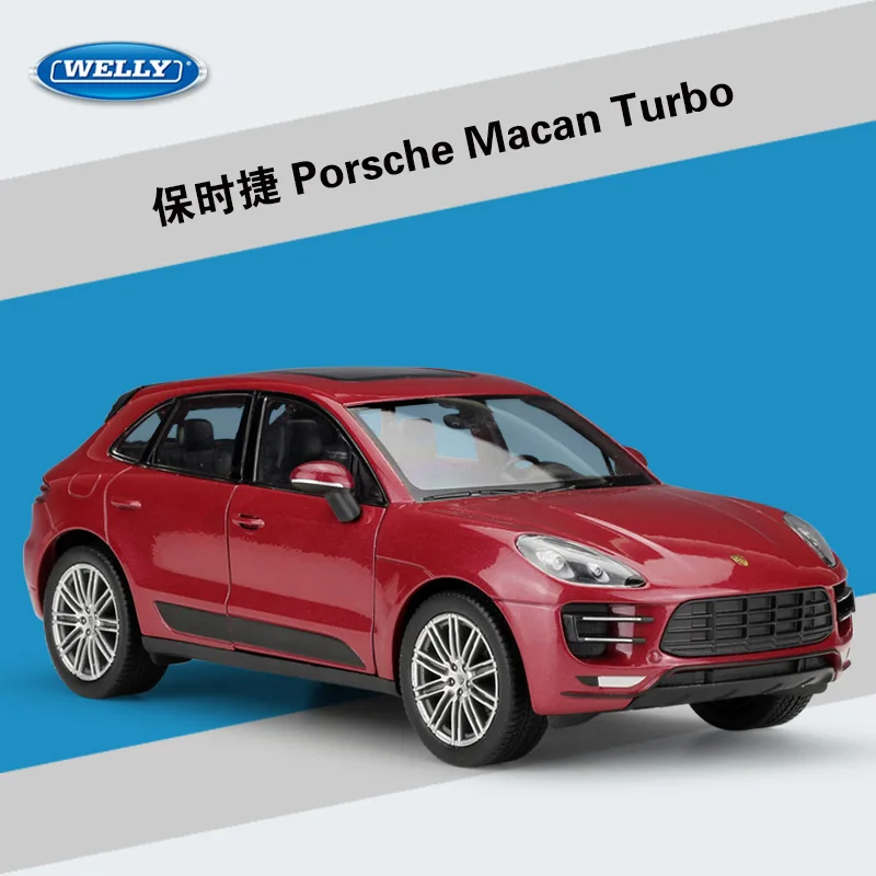 WELLY 1:24, металлический автомобиль Porsche Macan Turbo, внедорожник, спортивный автомобиль, литая модель автомобиля, детский подарок, коллекция игрушек