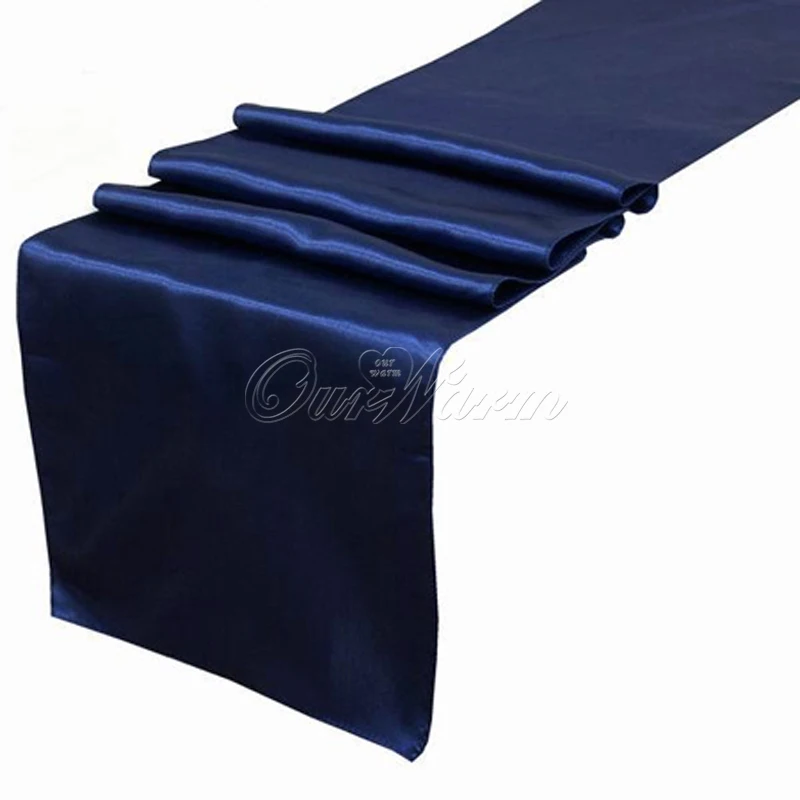 OurWarm атласные настольные дорожки для свадьбы 1" x 108", разные цвета для украшения свадебного стола, вечерние принадлежности, домашний текстиль - Цвет: Navy blue