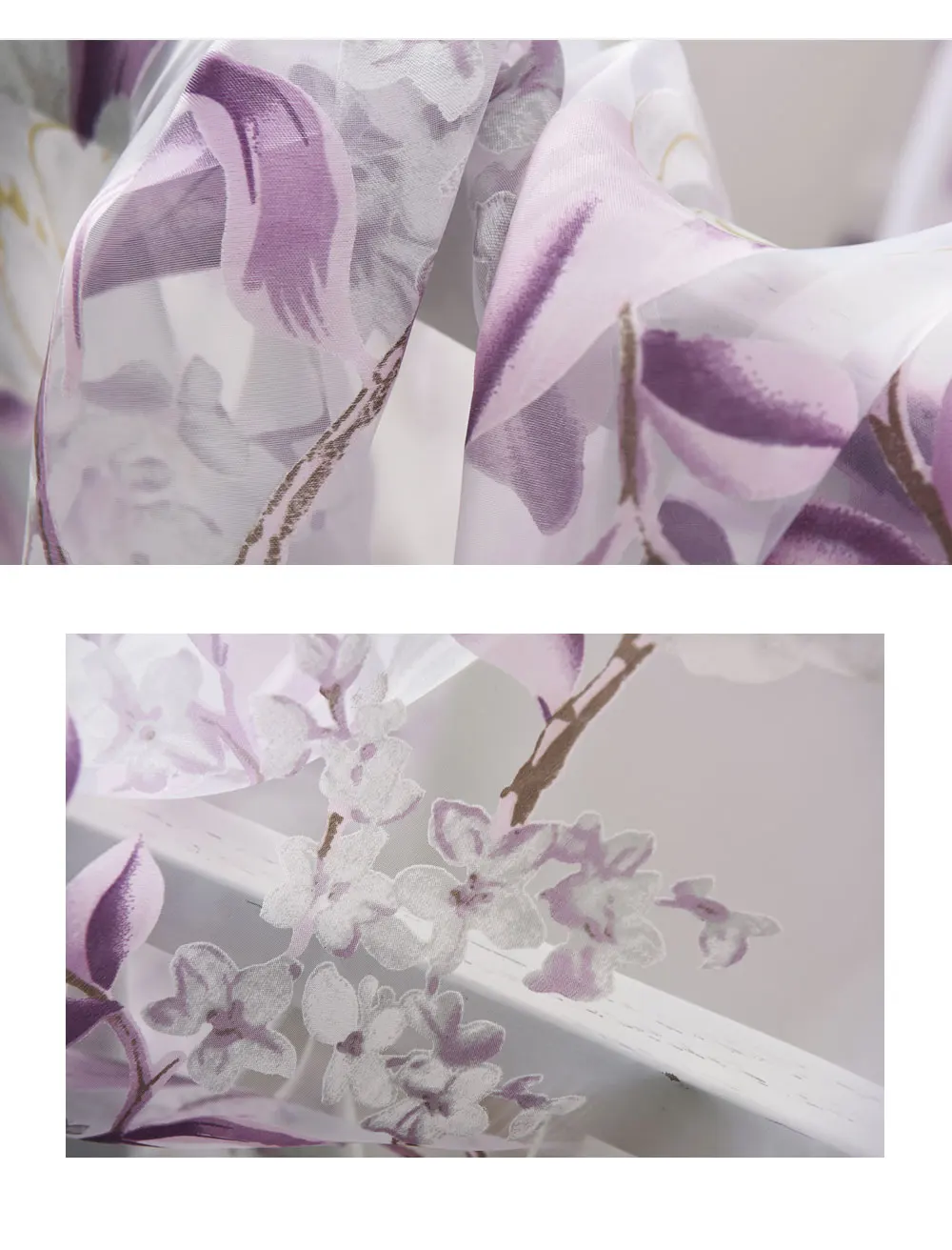 LOZUJOJU ткани шторы для спальни, кухни гостиной фиолетовые шторы тюль Короткие современные цветочные двери