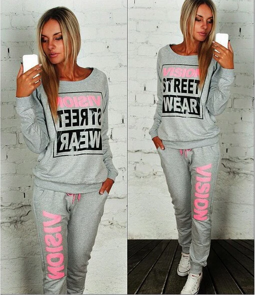 2016 Womens Tracksuit Sports Letter Print Sweatsuit Coat