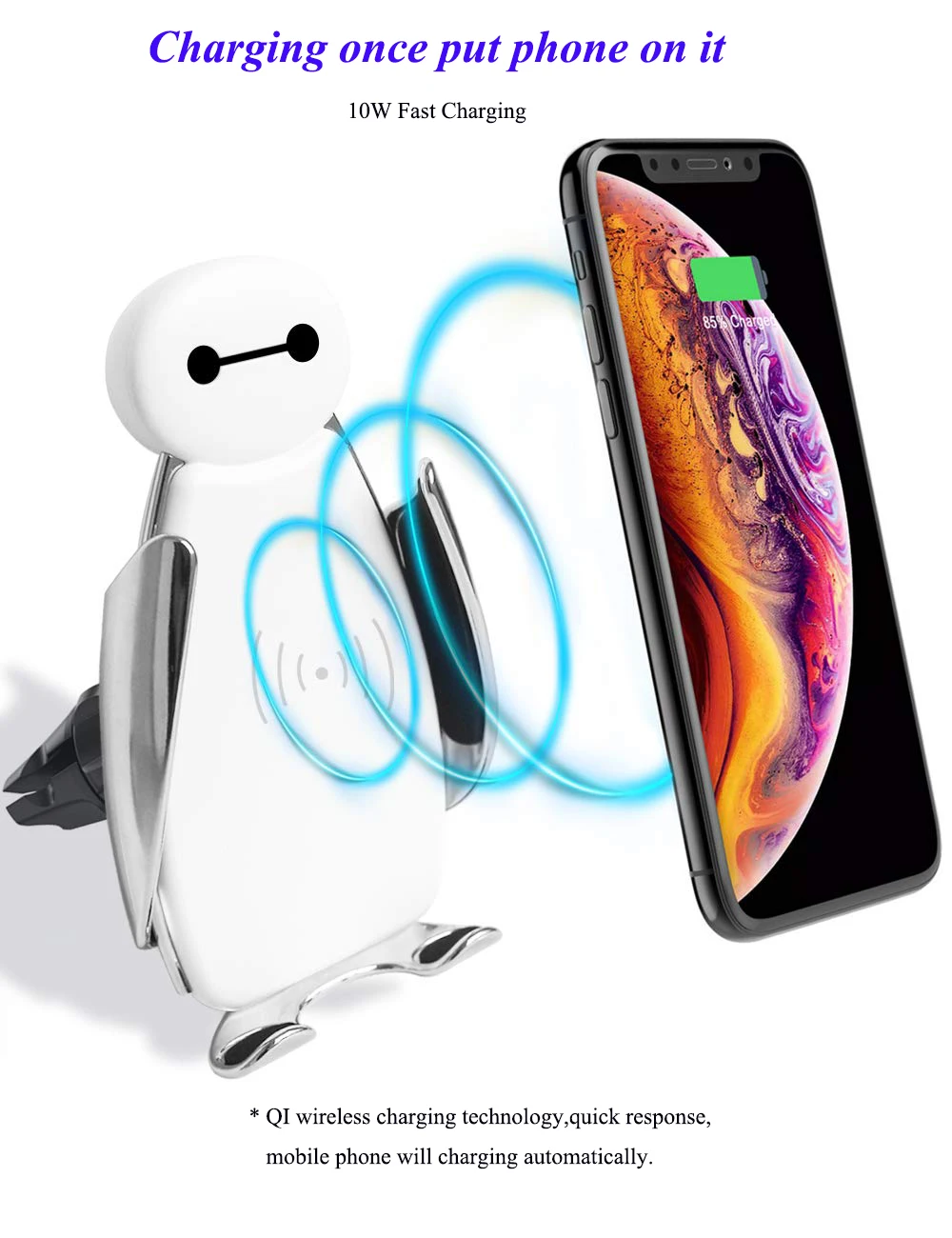 02Car Wireless Charger Smart Auto Clamp Charge Mount Air Vent Phone Holder