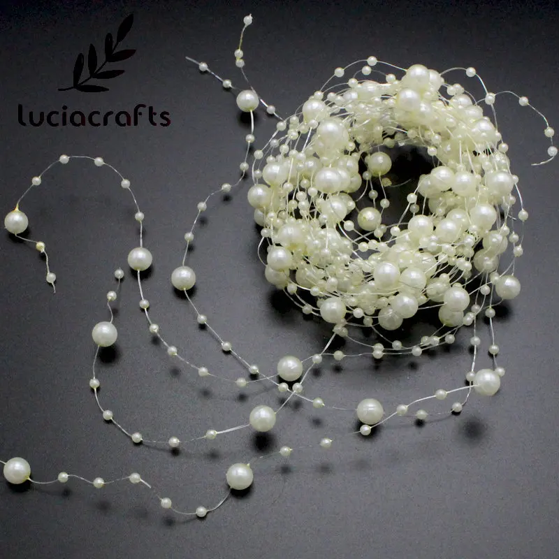 Lucia crafts 5 шт/6 шт(1,2 м/шт.) искусственная цепочка с жемчужными бусинами гирлянда цветы для DIY Свадебная вечеринка поставка C0405 - Цвет: beige  6pcs