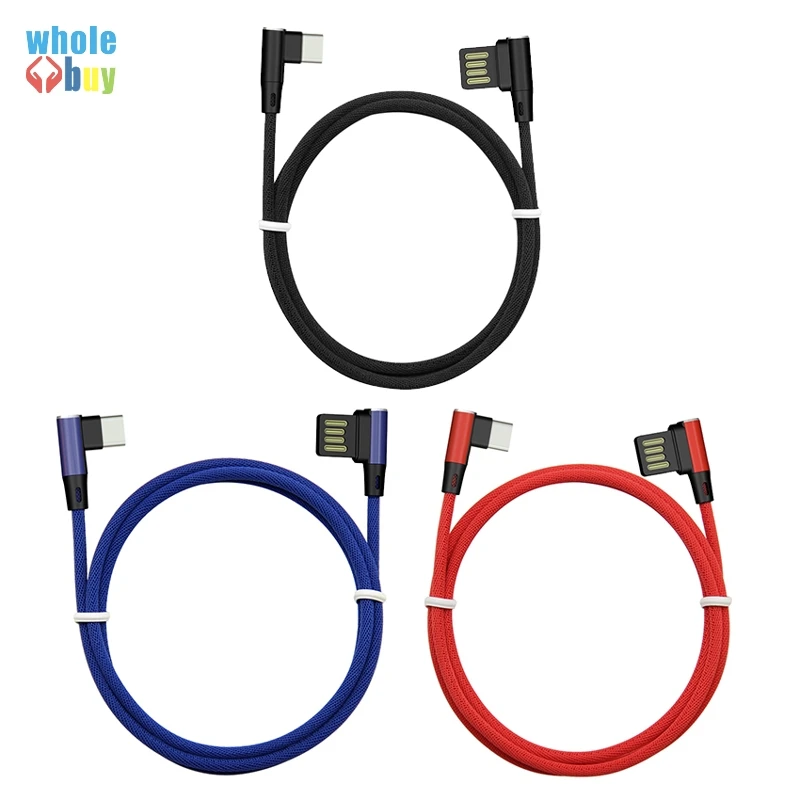 50 шт./лот высокоскоростной 1 м 90 градусов L образная плетеная ткань Micro 5pin 8pin Type C USB