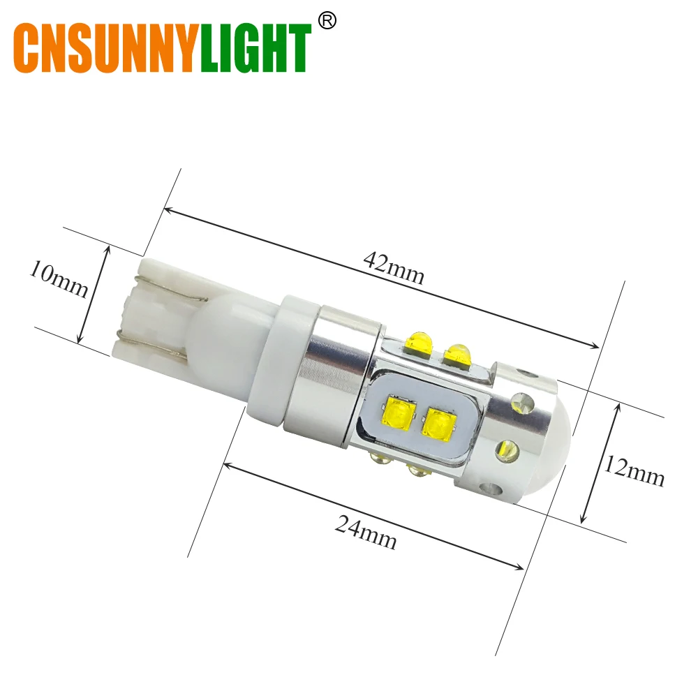 CNSUNNYLIGHT T10 LED 194 920 912 921 Super Bright Bulbs Car Front Side Marker Parking Back-up Turn Reverse Brake  Signal Lights (4)