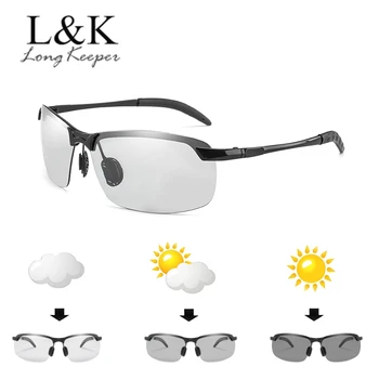 

Long Keeper Photochromic Men Polarized Women Sunglasses Brand Design Square Sun Glasses UV400 Metal Half Frame Gafas de sol