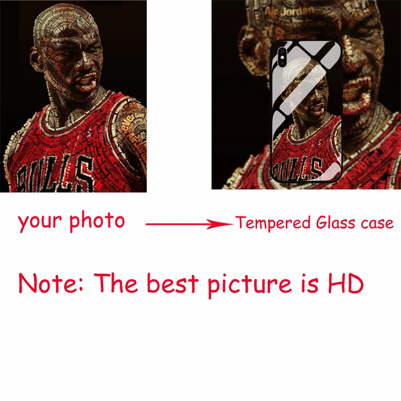 

Tempered Glass Photo Frame Case for iPhone X XR XS Max 6 7 8 Plus Custom picture DIY Photo for Samsung S8 S9 S10 plus note 8 9