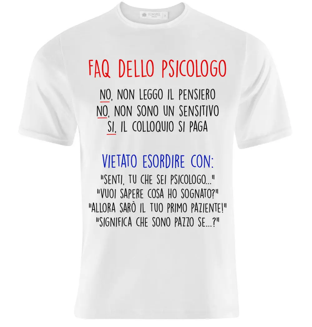 Белый Футболка Uomo Faq Dello Psicologo, Divertente Idea Regalo Laurea Psicologiat рубашки Мода лето новая Мужская хлопковая футболка - Цвет: Белый