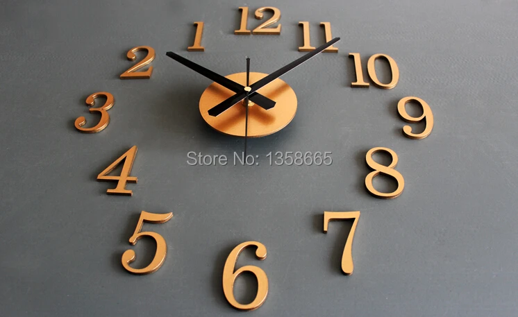 new metallic diy wall clock 3d sticker home decoration modern design
