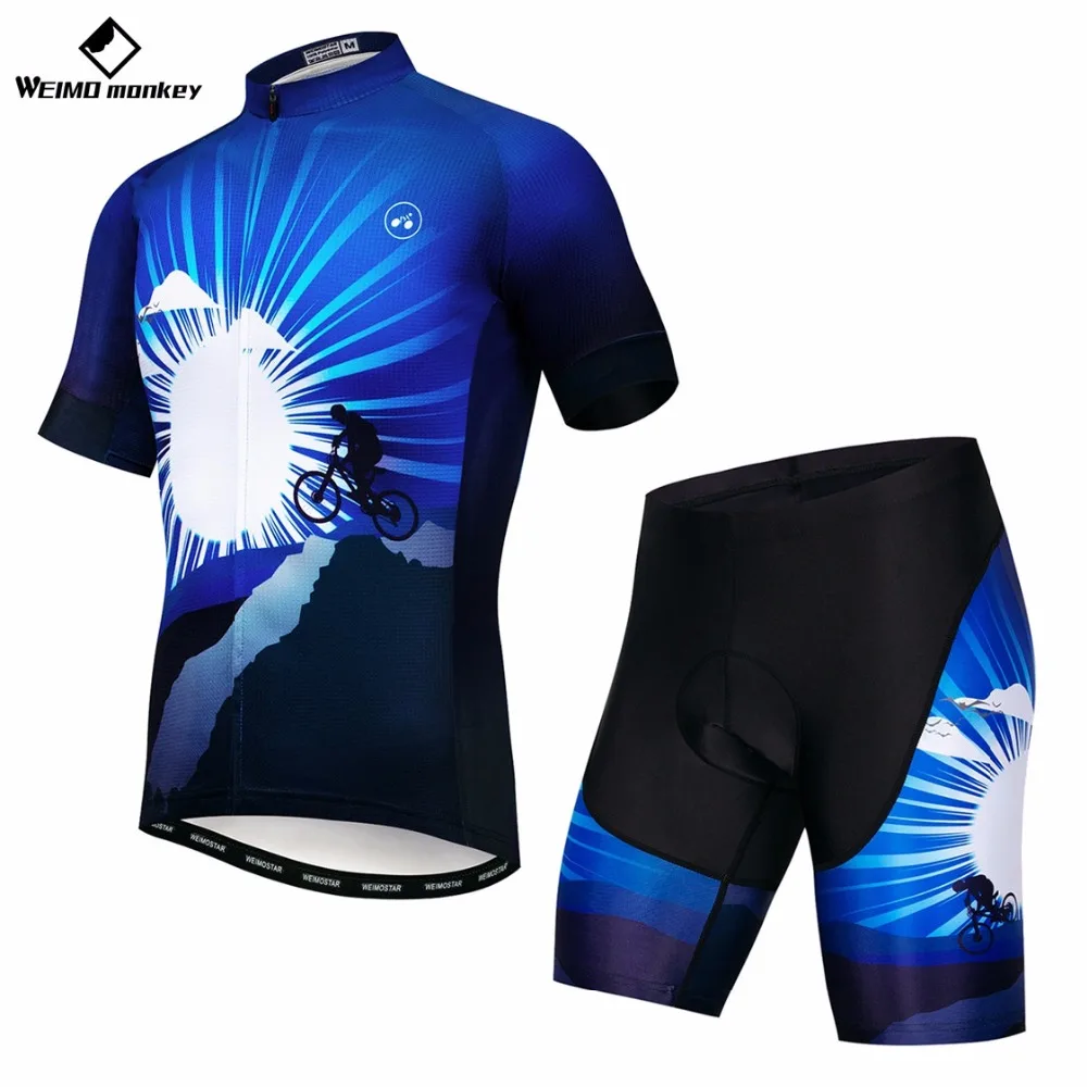 

Men Cycling Set 2019 Bike Jersey Shorts suit Mountain Bike Clothing MTB Bicycle Clothes Maillot Ropa Ciclismo Top bottom Blue