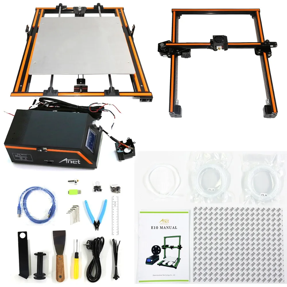 Anet E10 E12 3d принтер с 300*300*400 мм легко собрать большой размер Reprap Prusa i3 Impressora 3d принтер 10MPLA новое поступление