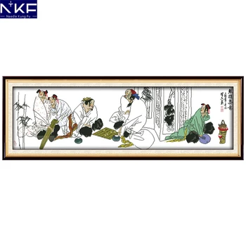 

NKF Piano Chess and Tea Art Cross Stitch Kits Embroidery Counting Pattern Needlework Cross Stitch Cotton Threads with Cross Set