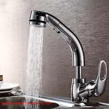 Роскошные латунь Кухня Раковина Pull Out кран sharon подъема смеситель горячей и холодной водопроводной воды двойной вид водном puxe torneira да Cozinha