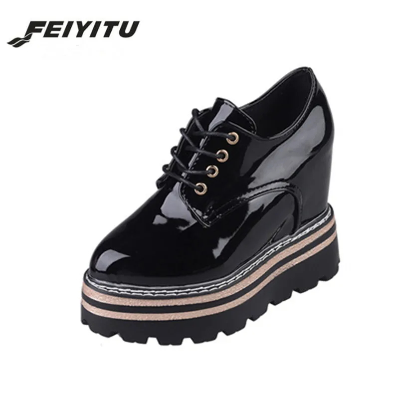

Feiyitu New 2018 spring autumn Wedges High Heels Ladies Casual Shoes Women platform shoes female chaussure femme black pink