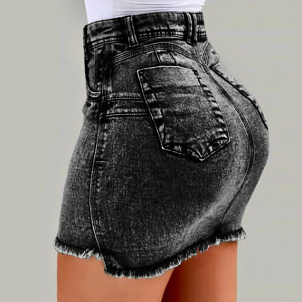 Laamei женские джинсовые облегающие мини-юбки с высокой талией, сексуальные джинсы-карандаш, короткие женские юбки, летняя модная женская юбка с карманами