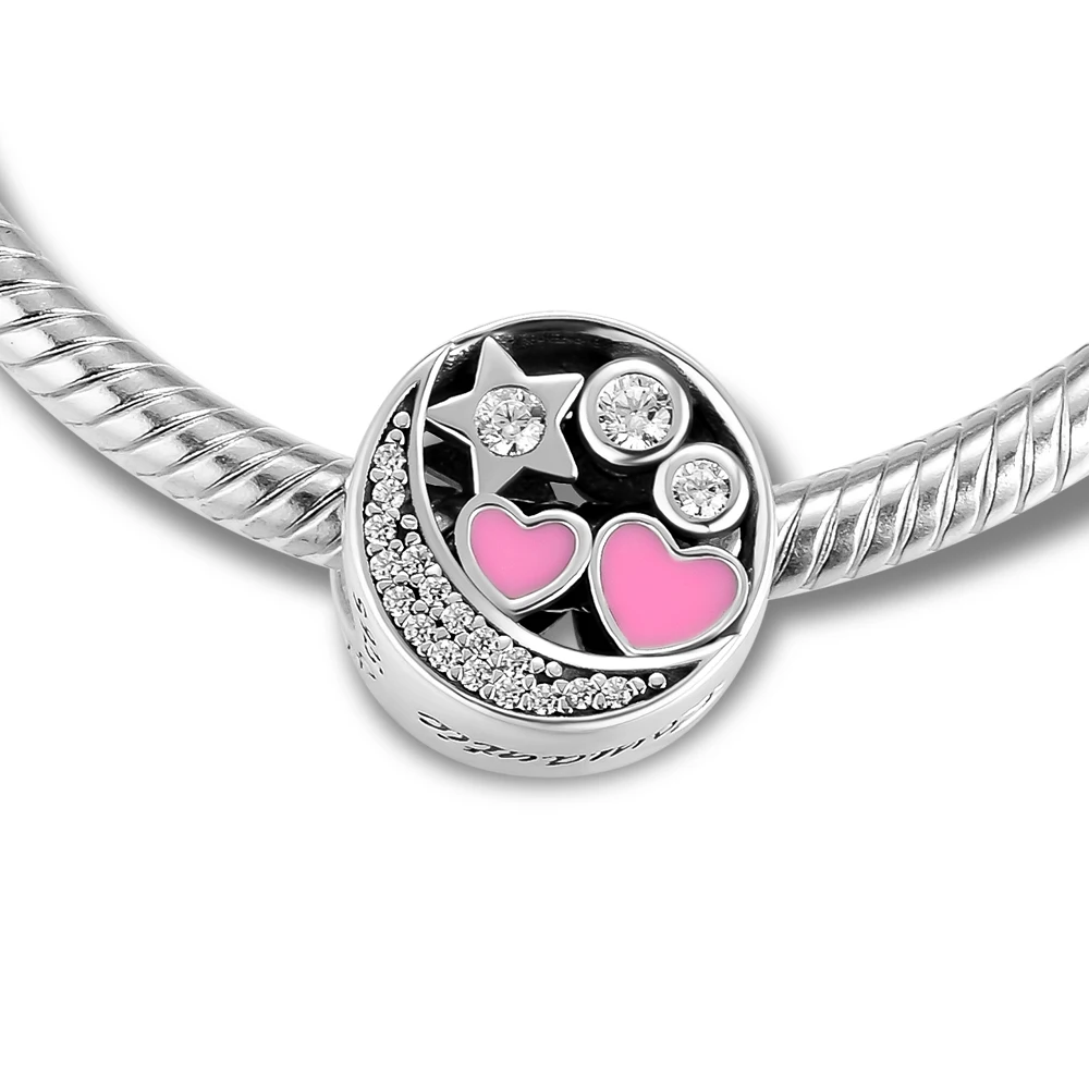 DIY Подходит для Pandora шармы браслеты сердце любовь бисер стерлингового серебра 925-ювелирные изделия