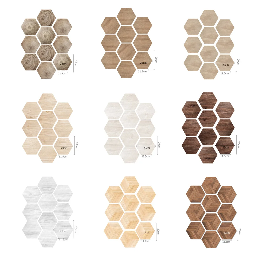 

10 Pcs Hexagon Tile Sticker Pvc Wall Sticker Self Adhesive Floor Sticker Decorate Your Room And Kitchen Floor Stickers 20*23cm