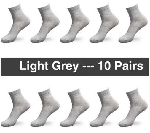 10 пар/лот, брендовые новые мужские хлопковые носки, дышащие антибактериальные дезодоранты, фирменные гарантия высокого качества, мужские носки - Цвет: 10 Light Grey