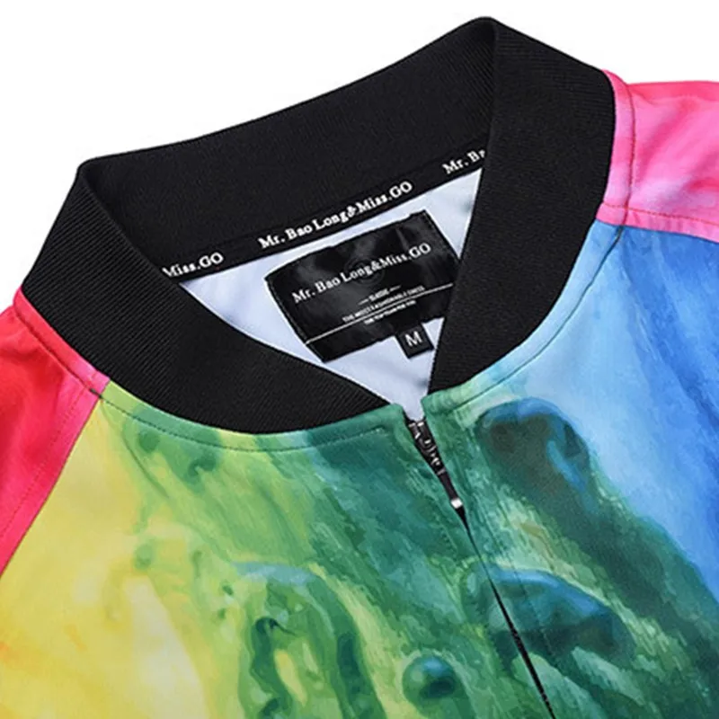 Men's Jackets Harajuku Casual Fashion Jackets Hip Hop Men's Personality Rainbow Print Jacket 2019 New Men's Clothing Jacket Tops