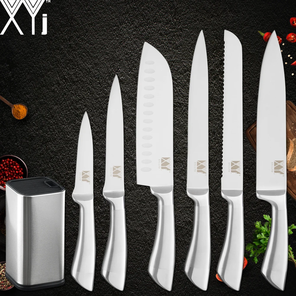 XYj набор кухонных ножей из нержавеющей стали 7 шт. высокоуглеродное лезвие ручка с