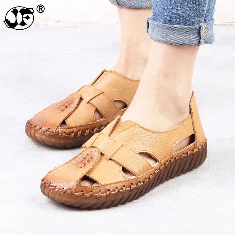 

Women Sandals Soft Leather Gladiator Sandals Women Casual Summer Shoes Female Flat Sandals Plus Size 35-43 Beach Shoes Women