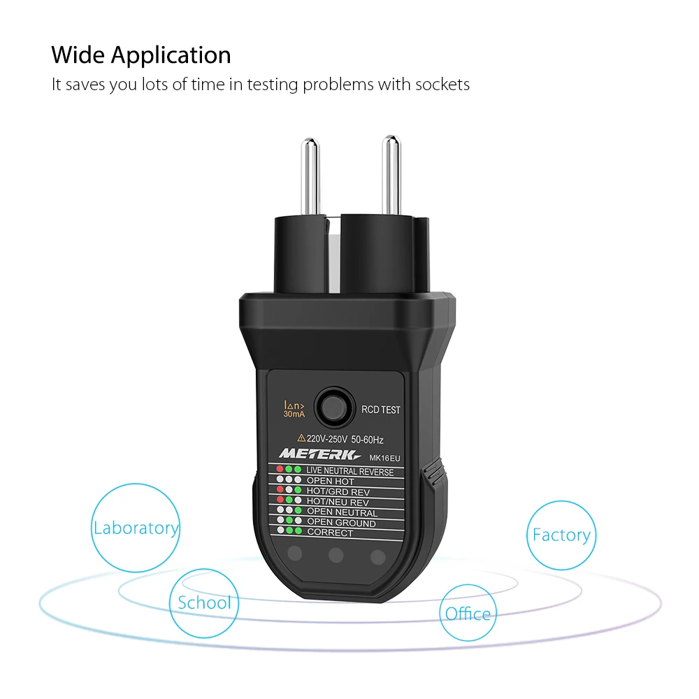 Meterk Расширенный УЗО электрическая розетка тест er автоматический нейтральный живой Заземленный провод тест электрической цепи полярности детектор ЕС/США штекер