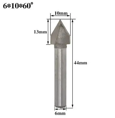 1 шт. 6 мм хвостовик 60 90 120 150 градусов V паз фреза для дерева Вольфрам ЧПУ твердосплавный фрезерный фрезы по дереву гравировальные электроинструменты - Длина режущей кромки: NO 6