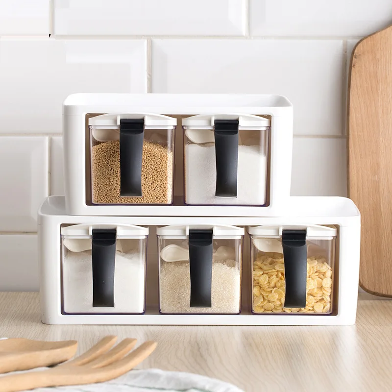 

Spice Rack Salt Condiment Cruet Storage Container Seasoning Box Herb Spices Storage Condiment Jar Cooking With Handle Desktop