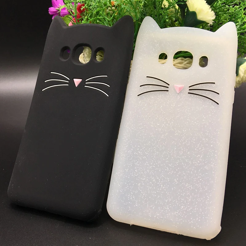 New Japan Cute 3D Glitter Beard cat soft silicon phone case For samsung galaxy j510 j3 j7 j5 2016 j710 Cartoon Coque back cover (2)