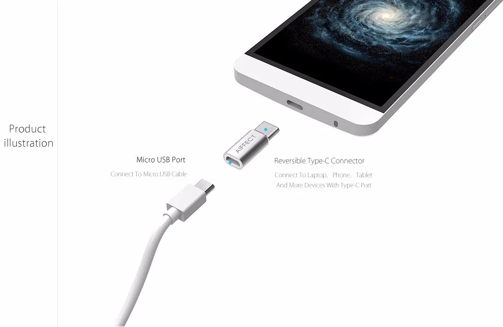 AIFFECT мини-адаптер высокого качества type-C к Micro USB type-C конвертер к Micro B для samsung Xiaomi LG Micro B type c устройств