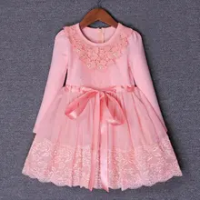 Осеннее платье с цветами и жемчужинами для девочек от 3 до 9 лет Одежда для девочек праздничные платья принцессы с ласточкиным хвостом на день рождения костюм для девочек детская одежда розового и фиолетового цвета