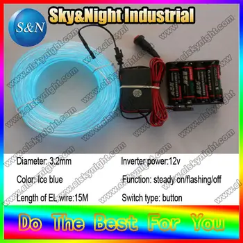 

Free shipping! High Brightness 15M Flexible Neon Light EL neon wire+12V-8AA inverter For dancing ,decorations