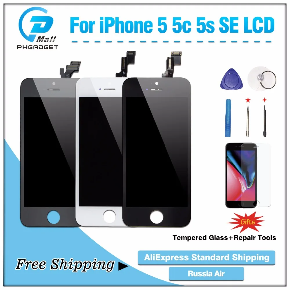AAA ЖК-дисплей Дисплей + Сенсорный экран планшета Для iPhone 5S 5C 5 SE бесплатная