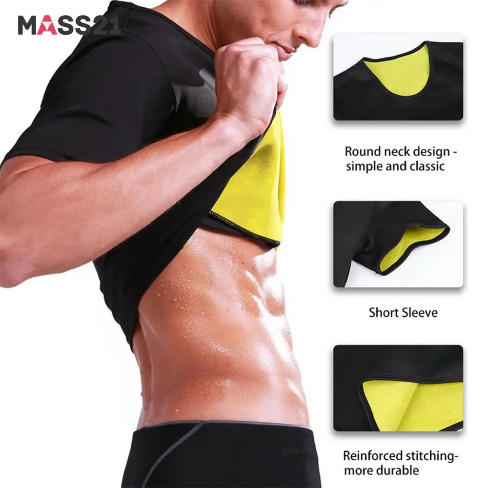 MASS21 Для Мужчин Body Shaper утягивающая, компрессионная рубашка неопрена Пот Сауна корсет с функцией тренажера талии Корректирующее белье