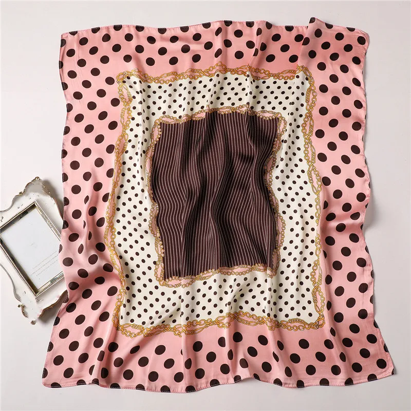 2019 luxury square small scarf dot striped hair head scarves Tie Neck Bandana red Silk Bag foulard Kerchief women female gift