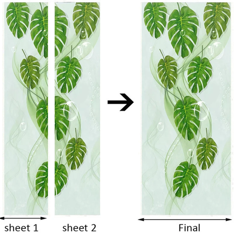 Самоклеящаяся Водонепроницаемая дверная наклейка современный простой зеленый лист Тропическое растение художественные обои для спальни декор двери 3D стикер на стену s