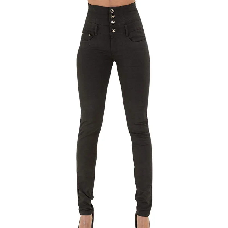 WENYUJH осенне-зимние женские брендовые узкие джинсовые брюки-карандаш с высокой талией, узкие брюки с карманами на пуговицах, Стрейчевые джинсы, женские джинсы