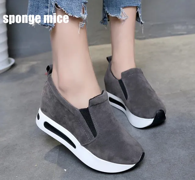 

High Heel Casual Women Sneakers Platform Breathable Height Increasing Shoes Muffin wedges with thick soles thick-bottomed shoes