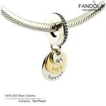 100% 925 Sterling Silver You & Me Forever Dangle Charms Beads for Jewelry Making Fits Pandulaso Diy Bracelets