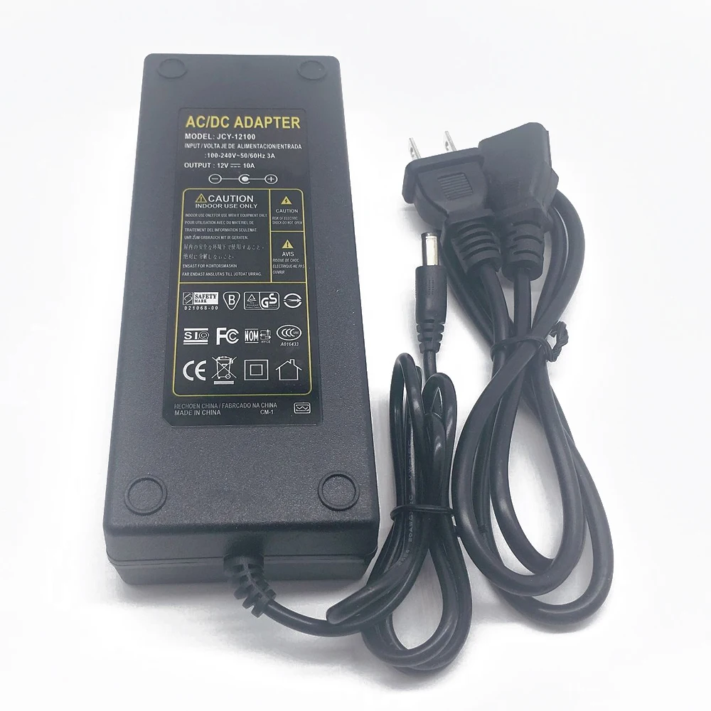 Адаптер питания 12V 10A 10 amp 120W DC EU/US UK AU трансформатор светодиодный