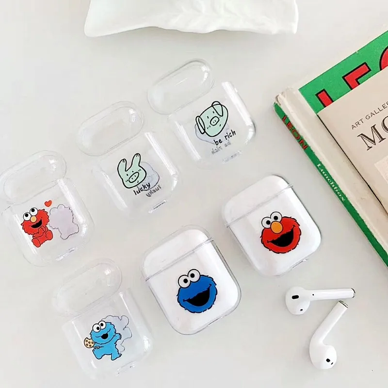 Airpods case Transparent Earphone Case For airpods 1 2 Cover Cartoon Bluetooth Hard PC Wireless Headphone protective Box Bag