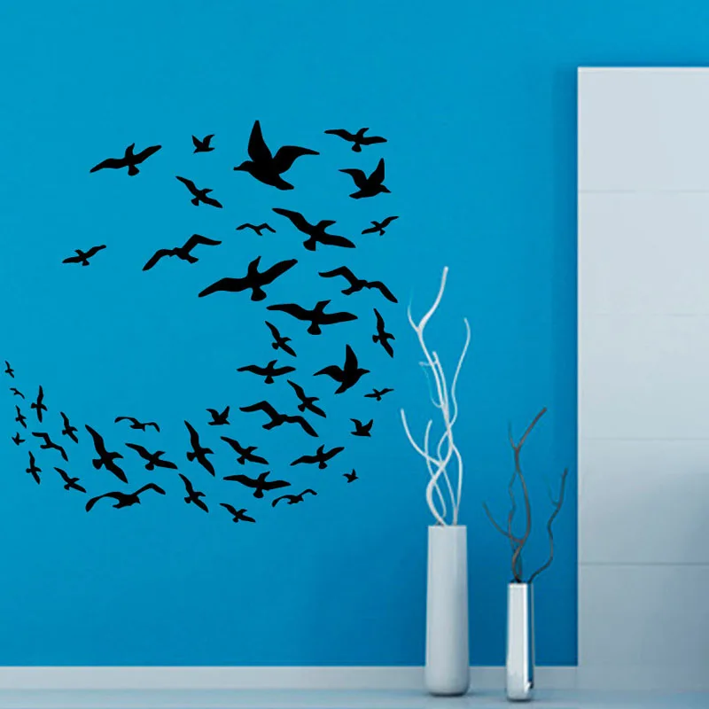 Zooyoo Freedom Birds Wall Decals Many Sea Gulls Flying Vinyl Wall Sticker Decal Home Decor Art