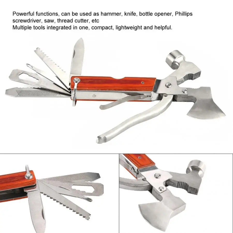 

Car Safety Hammer 16 in 1 Multifunction Stainless Steel Outdoor Emergency Survival Hammer Tool Stainless steel Car Tools