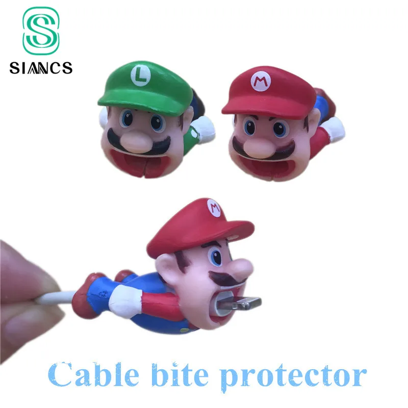 

SIANCS Cartoon Cable bite protector for Super Marios iphone USB Charging Cable Cute Anti-Folding Protector organizer winder