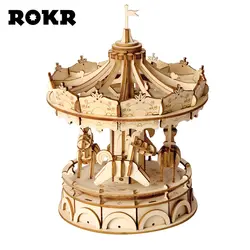 ROKR DIY карусель круглые игрушки 3D деревянная игрушка-головоломка сборки модель дерева наборы для ремесла украшение стола для Для детей TG404