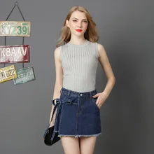 Весна и лето Новые Большие размеры женские джинсовые шорты юбка неотделанные ремни короткая юбка брюки женские 190207