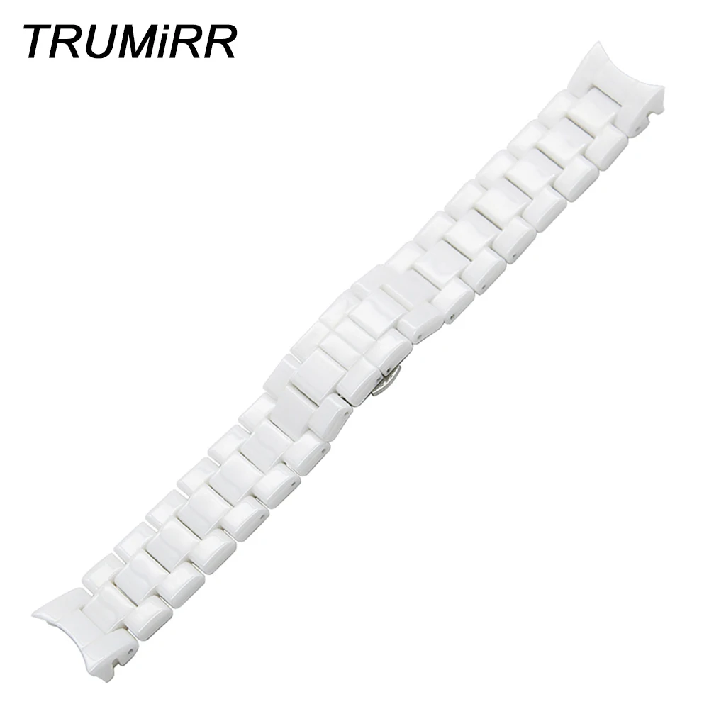 

Curved End Ceramic Watchband 18mm 22mm for AR1452 AR1405 AR1442 AR1426 AR1468 Men Women Watch Band Wrist Strap Bracelet White