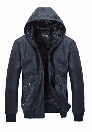 Зимняя кожаная куртка для мужчин, теплая куртка из искусственной кожи и флиса, пальто с капюшоном, брендовые бархатные пальто, высокое качество, деловые тонкие деловые черные куртки