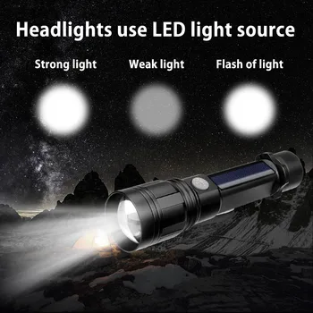 

LED Solar Power Flashlight Camping Lamp Light USB Rechargeable Torch Power Bank LED Torch Light linterna Ultra Bright torch